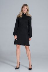 Dzianinowa Sukienka z Golfem - Czarna. Czarne sukienki damskie Figl, l, bez wzorów, z dzianiny, bez kołnierzyka, bez ramiączek, rozkloszowane. Za 289.00 zł.