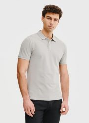 PAKO LORENTE – Gładki t-shirt polo w szarym kolorze. Szare koszulki polo męskie Pako Lorente, m, bez wzorów, z bawełny, bez ramiączek. Za 69.99 zł.