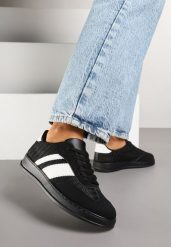 Czarne Klasyczne Sneakersy Tenisówki na Półprzezroczystej Podeszwie Niniel. Czarne trampki i tenisówki damskie Renee, bez wzorów, z jeansu. Za 74.99 zł.