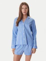 LAUREN RALPH LAUREN Piżama ILN12490 Niebieski Regular Fit. Niebieskie piżamy damskie Lauren Ralph Lauren, xs, bez wzorów, z bawełny, bez ramiączek. Za 499.99 zł.