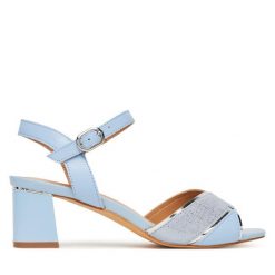 Sandały Lasocki. Niebieskie sandały damskie Lasocki, bez wzorów, bez obcasa, na słupku. Za 229.99 zł.