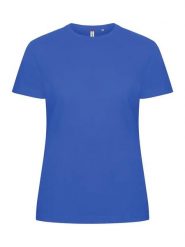 Clique Basic-T Women - Dopasowana koszulka bawełniana z prążkowanym kołnierzem. Niebieskie t-shirty damskie CLIQUE, l, bez wzorów, z bawełny, bez kołnierzyka. Za 97.35 zł.
