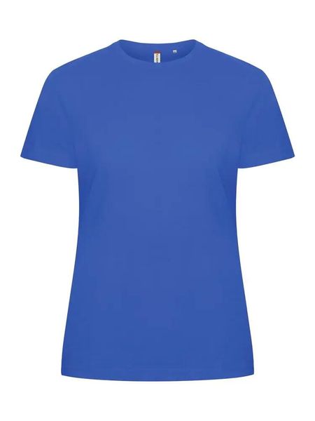 Clique Basic-T Women - Dopasowana koszulka bawełniana z prążkowanym kołnierzem. Niebieskie t-shirty damskie CLIQUE, l, bez wzorów, z bawełny, bez kołnierzyka. Za 97.35 zł.