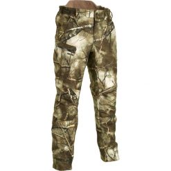Spodnie myśliwskie Solognac Imper 500 Warm treemetic. Brązowe spodnie materiałowe męskie SOLOGNAC, bez wzorów, z tkaniny, sportowe. Za 299.99 zł.