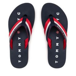 Japonki Tommy Hilfiger. Niebieskie klapki damskie Tommy Hilfiger, bez wzorów, bez obcasa. Za 109.99 zł.