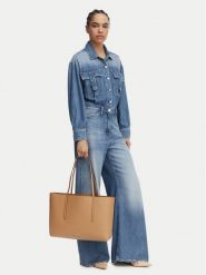 Calvin Klein Torebka Foil Logo Tote LV04F3274G Beżowy. Brązowe torebki klasyczne damskie CALVIN KLEIN, bez wzorów, ze skóry, bez dodatków. Za 649.99 zł.