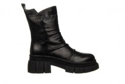 Botki Bayla-161 157 2371 10 Black 161611, Czarny, Skóra naturalna - 40. Czarne botki damskie Bayla, na zimę, z gumy, eleganckie, z okrągłym noskiem, za kostkę, bez obcasa, bez zapięcia. W wyprzedaży za 269.10 zł.