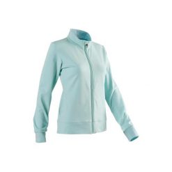 Bluza Gym & Pilates 100 damska. Niebieskie bluzy bez kaptura damskie DOMYOS, m, bez wzorów, z bawełny, bez ramiączek, bez kaptura. Za 54.99 zł.