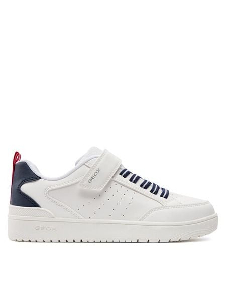 Geox Sneakersy J Washiba Boy J45LQA 05411 C0899 D Biały. Białe buty sportowe chłopięce Geox, ze skóry, bez zapięcia. Za 199.99 zł.