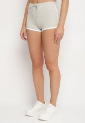 Jasnozielone Dresowe Szorty z Bawełny Ozdobione Lamówką Liravonneae. Zielone spodenki sportowe damskie Born2be, bez wzorów, z bawełny, sportowe. Za 34.99 zł.