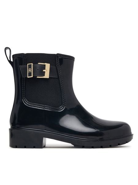 Tommy Hilfiger Kalosze Th Buckle Glossy Ankle Rain Boot FW0FW09543 Czarny. Czarne kalosze damskie Tommy Hilfiger, bez wzorów, z syntetyku. Za 409.99 zł.
