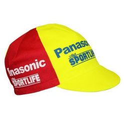 Czapka rowerowa Gist Equipe Vintage Panasonic. Czerwone czapki męskie GIST, na lato, bez wzorów, z materiału, klasyczne. Za 90.50 zł.