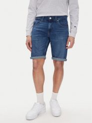 Tommy Jeans Szorty jeansowe Ronnie DM0DM20943 Granatowy Regular Fit. Niebieskie szorty męskie Tommy Jeans, z bawełny, bez kołnierzyka. Za 199.99 zł.