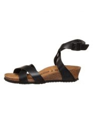 Papillio Skórzane sandały "Lola" w kolorze czarnym na koturnie rozmiar: 39. Czarne sandały damskie Papillio, bez wzorów, bez obcasa, na koturnie. Za 200.13 zł.