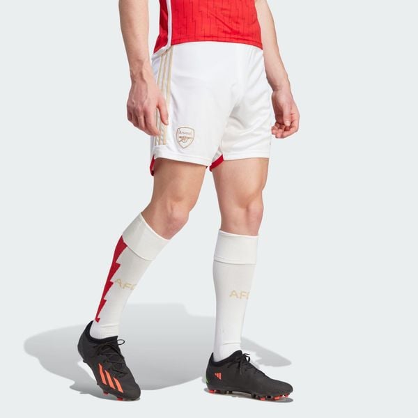 Spodenki do piłki nożnej męskie Adidas Arsenal 23/24 Home. Białe szorty męskie Adidas, l, z materiału, do piłki nożnej. Za 181.60 zł.