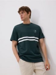 T-shirt regular z nadrukiem - morski. Zielone t-shirty męskie Reserved, l, bez wzorów, z bawełny, bez kołnierzyka. Za 59.99 zł.