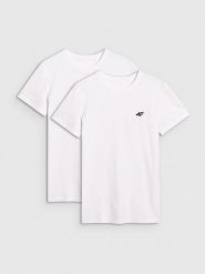 4F T-shirt slim gładki męski (2-pack) - biały L. Białe t-shirty męskie 4f, l, bez wzorów, z bawełny, bez kołnierzyka. Za 99.99 zł.