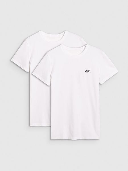 4F T-shirt slim gładki męski (2-pack) - biały L. Białe t-shirty męskie 4f, l, bez wzorów, z bawełny, bez kołnierzyka. Za 99.99 zł.
