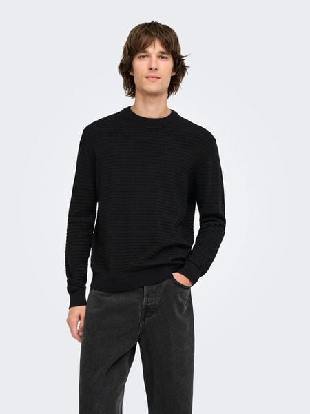 ONLY & SONS Sweter "Storm" w kolorze czarnym rozmiar: S. Czarne swetry męskie Only & Sons, s, bez wzorów, z bawełny, bez kołnierzyka. Za 124.95 zł.