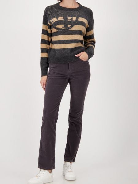 Monari sweter z dzianiny - Ciao Bella Kobiety Sztuczne włókno szary|beżowy, 40. Brązowe swetry klasyczne damskie Monari, z dzianiny, bez kołnierzyka. Za 379.95 zł.