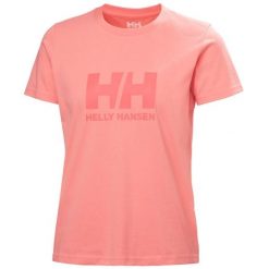 Koszulka damska Helly Hansen Logo 3.0. Czerwone bluzki sportowe damskie Helly Hansen, bez wzorów, bez ramiączek. Za 233.50 zł.