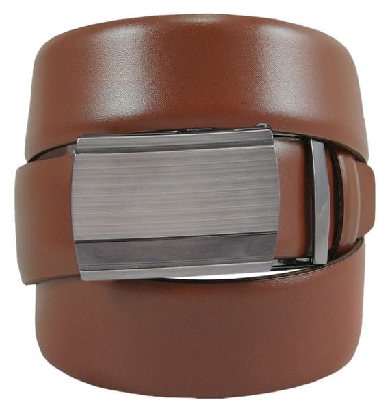 Męski, Karmelowy Pasek z Automatyczną Klamrą - Victorio. Brązowe paski męskie Victorio, bez wzorów, ze skóry, wizytowe. Za 109.00 zł.