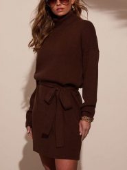 LA Angels Sukienka w kolorze brązowym rozmiar: XL. Brązowe sukienki damskie LA Angels, xl, bez wzorów, ze splotem, bez kołnierzyka, bez ramiączek, mini. Za 208.83 zł.