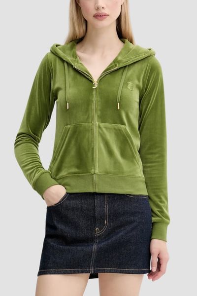 JUICY COUTURE Oliwkowa bluza damska Robertson Hoodie, Rozmiar S. Zielone bluzy z kapturem damskie Juicy Couture, s, z materiału. W wyprzedaży za 279.99 zł.