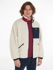 TOMMY JEANS Kurtka polarowa w kolorze kremowym rozmiar: XL. Brązowe kurtki męskie Tommy Jeans, xl, bez wzorów, z jeansu, bez kaptura. Za 307.46 zł.