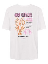 Zwillingsherz Koszulka "Oh Crab" w kolorze białym rozmiar: M. Białe bluzki damskie Zwillingsherz, m, bez wzorów, bez kołnierzyka, bez ramiączek. Za 113.63 zł.