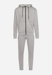 Szary Komplet Dresowy Rozpinana Bluza z Kapturem i Spodnie Ellira. Szare bluzy z kapturem męskie Born2be, m, z dresówki. Za 49.99 zł.