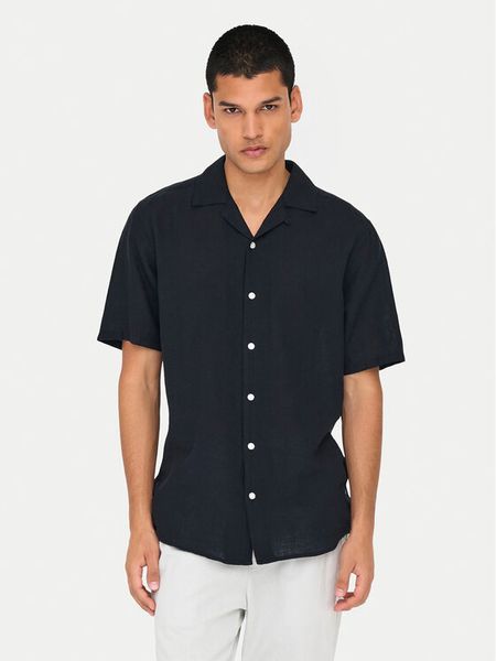 Only & Sons Koszula Caiden 22025116 Czarny Slim Fit. Czarne koszule męskie Only & Sons, m, bez wzorów, z bawełny, bez kołnierzyka, bez ramiączek. Za 69.99 zł.