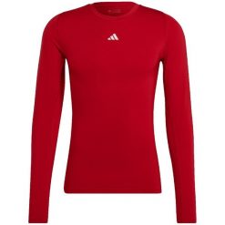 Koszulka męska adidas Techfit Aeroready Long Sleeve Tee. Czerwone t-shirty sportowe męskie Adidas, m, bez ramiączek, do piłki nożnej, techfit (adidas). Za 129.00 zł.