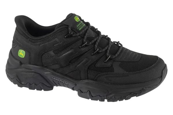 Buty sportowe Sneakersy męskie, Slip-ins John Deere Terraform-Pierce. Czarne buty sportowe na co dzień męskie Skechers, z materiału, bez zapięcia, trekkingowe. Za 449.99 zł.