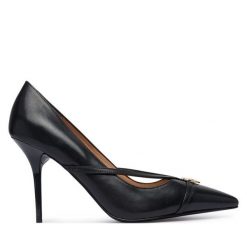 Szpilki LOVE MOSCHINO. Czarne szpilki Love Moschino, bez wzorów, bez obcasa. Za 768.99 zł.