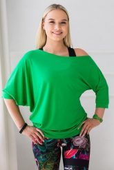 Bluzka Spontanic. Zielone bluzki sportowe damskie 2SkIN, uniwersalny, z materiału, z asymetrycznym kołnierzem, bez ramiączek. Za 89.00 zł.