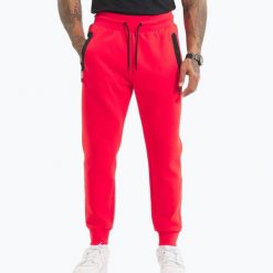 Spodnie męskie Pitbull Dogwood Track Pants. Czerwone spodnie sportowe męskie PITBULL, z bawełny. Za 189.99 zł.