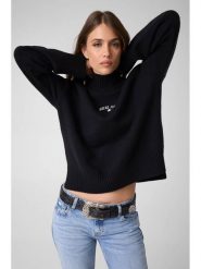 Guess Jeans Sweter W6BR09 Z1252 Czarny Relaxed Fit. Czarne swetry klasyczne damskie Guess Jeans, xxl, z bawełny, bez kołnierzyka. Za 389.99 zł.