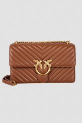 PINKO Brązowa torebka Love One Classic DC. Brązowe torebki klasyczne damskie Pinko, bez wzorów, ze skóry, bez dodatków. W wyprzedaży za 1,329.99 zł.