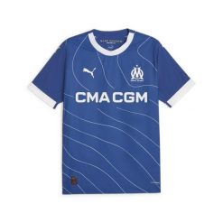 Męska koszulka wyjazdowa Olympique de Marseille 23/24 PUMA. Niebieskie t-shirty sportowe męskie Puma, m, bez ramiączek, do piłki nożnej. Za 354.50 zł.