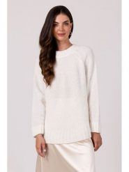 Be Wear Sweter w kolorze białym rozmiar: onesize. Białe swetry klasyczne damskie Be Wear, z wełny, bez kołnierzyka. Za 216.45 zł.