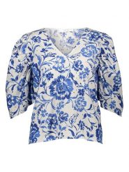 SisterS point Bluzka w kolorze kremowo-niebieskim rozmiar: XS. Niebieskie bluzki damskie Sisters Point, xs, bez wzorów, z bawełny, bez kołnierzyka, bez ramiączek. Za 61.17 zł.