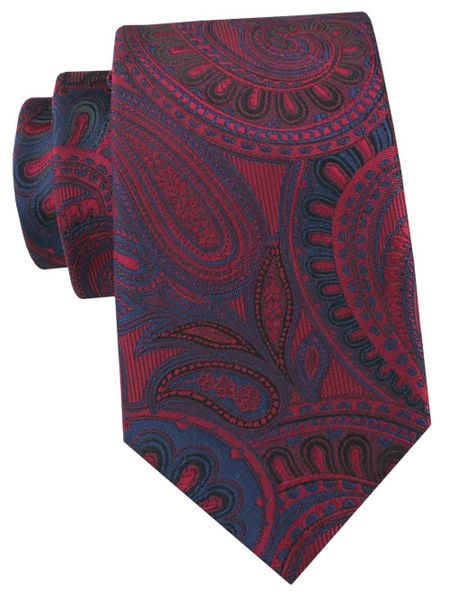 Krawat Męski - Angelo di Monti - Ciemna Czerwień, Duże Paisley. Czerwone krawaty i muchy męskie Angelo di Monti, bez wzorów, z tkaniny, eleganckie. Za 45.00 zł.