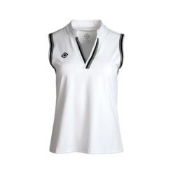 Lekka, oddychająca i szybkoschnąca techniczna koszulka polo PRATO. Białe bluzki damskie IZAS, m, bez wzorów, z nylonu, sportowe, bez kołnierzyka, bez ramiączek. Za 195.61 zł.