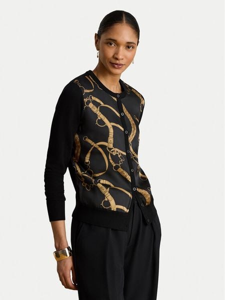 LAUREN RALPH LAUREN Kardigan 200P13977001 Czarny Regular Fit. Czarne kardigany damskie Lauren Ralph Lauren, s, bez wzorów, z syntetyku. Za 859.99 zł.