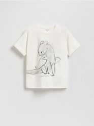 T-shirt Jak wytresować smoka - złamana biel. Koszulki dziewczęce Reserved, bez wzorów, z bawełny, bez ramiączek. Za 55.99 zł.
