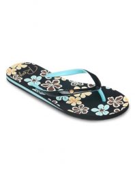 Klapki japonki damskie PORTOFINO. Niebieskie klapki damskie Roxy, bez wzorów, z gumy, bez obcasa. Za 109.99 zł.