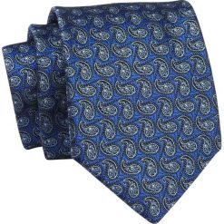 Krawat Granatowo-Niebieski w Paisley, Łezki, 7 cm, Elegancki, Klasyczny, Męski -ALTIES. Niebieskie krawaty i muchy męskie Alties, bez wzorów, z tkaniny, eleganckie. Za 49.00 zł.