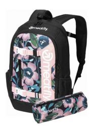 Plecak miejski z przegrodą na laptopa 22L - Pink Flowers Meatfly + piórnik. Czerwone plecaki damskie Meatfly, bez wzorów, z materiału. Za 254.99 zł.