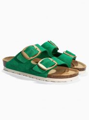 BACKSUN Skórzane klapki "Londrina" w kolorze zielonym rozmiar: 39. Zielone klapki damskie Backsun, bez wzorów, ze skóry, bez obcasa. Za 130.99 zł.